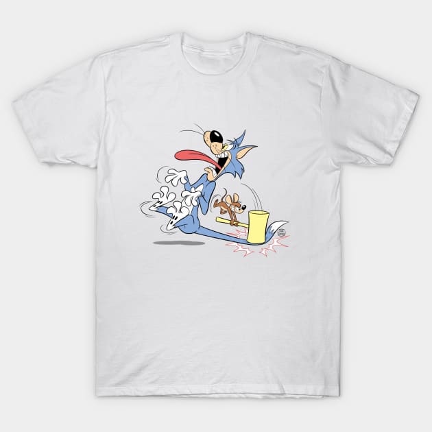 Cat and Mouse Cartoon T-Shirt by markscartoonart62